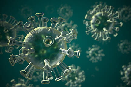 A computer generated image of viruses.