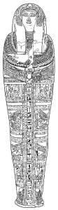 Black and white illustration of the coffin of Ankh-khonsu.