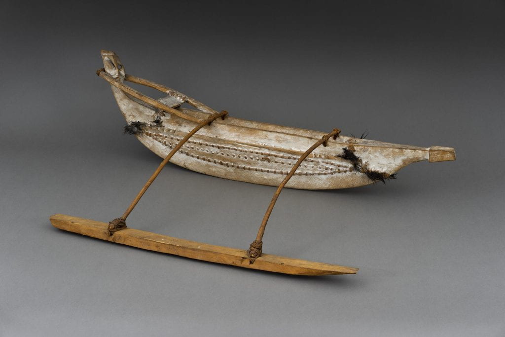 A model of a canoe.