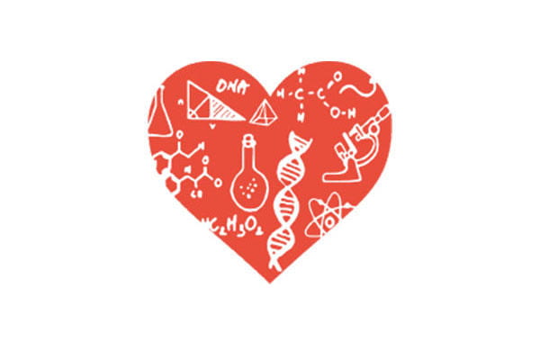 I Heart Science logo of red heart