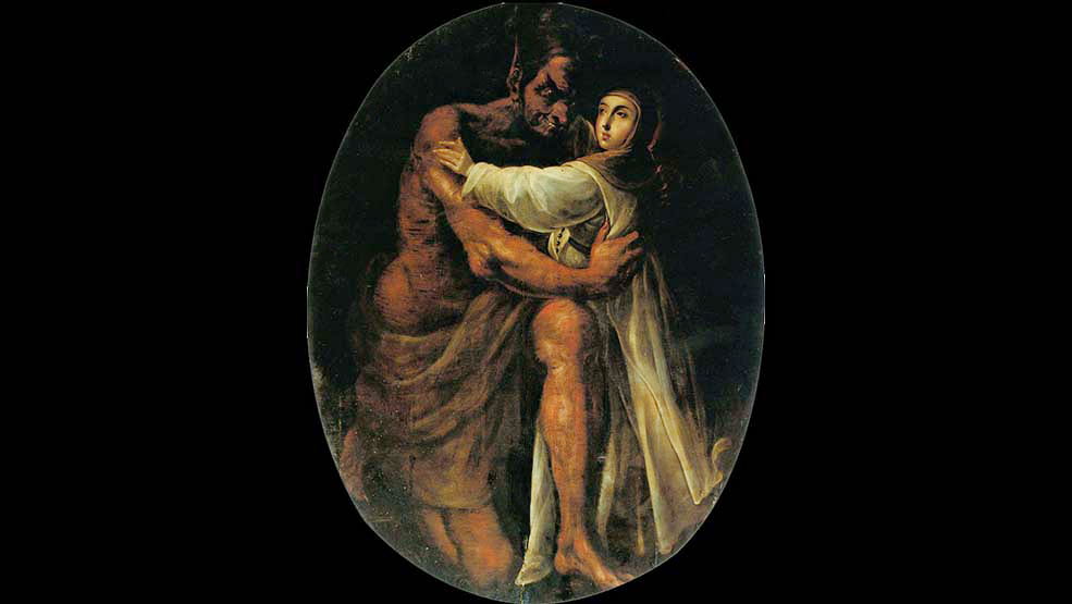 Painting of Saint Rose being grabbed by the devil